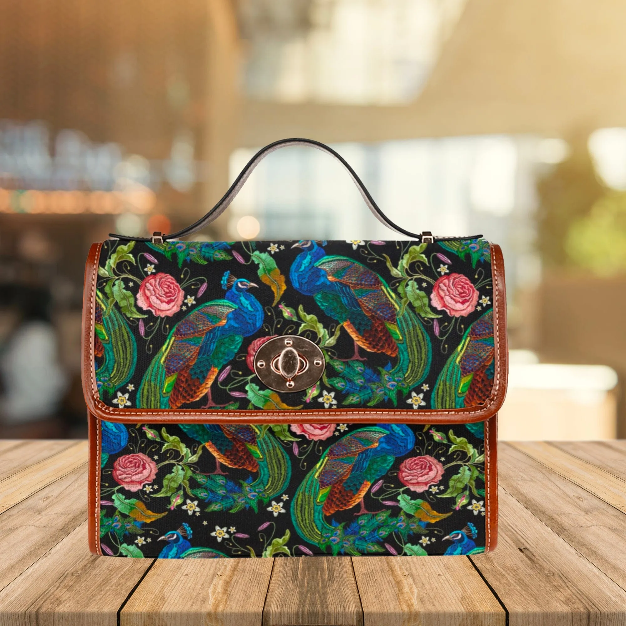 Peacocks Parade | Canvas Satchel Bag