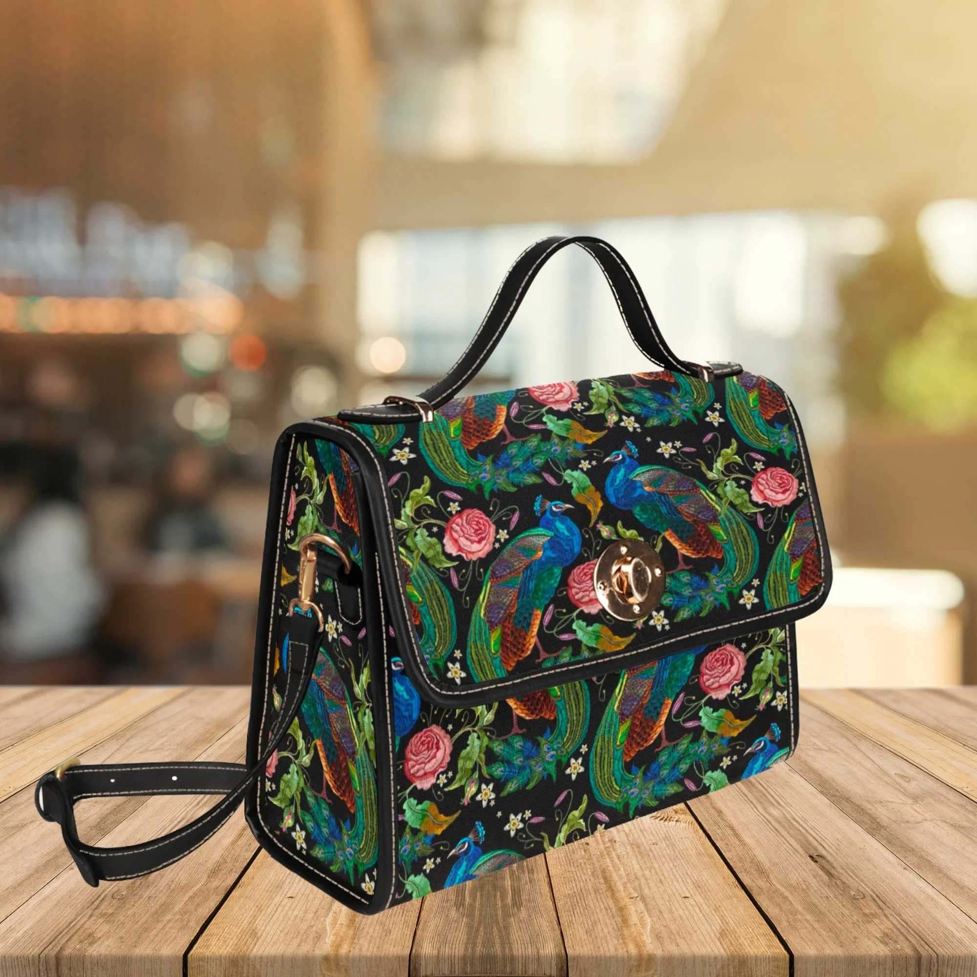 Peacocks Parade | Canvas Satchel Bag
