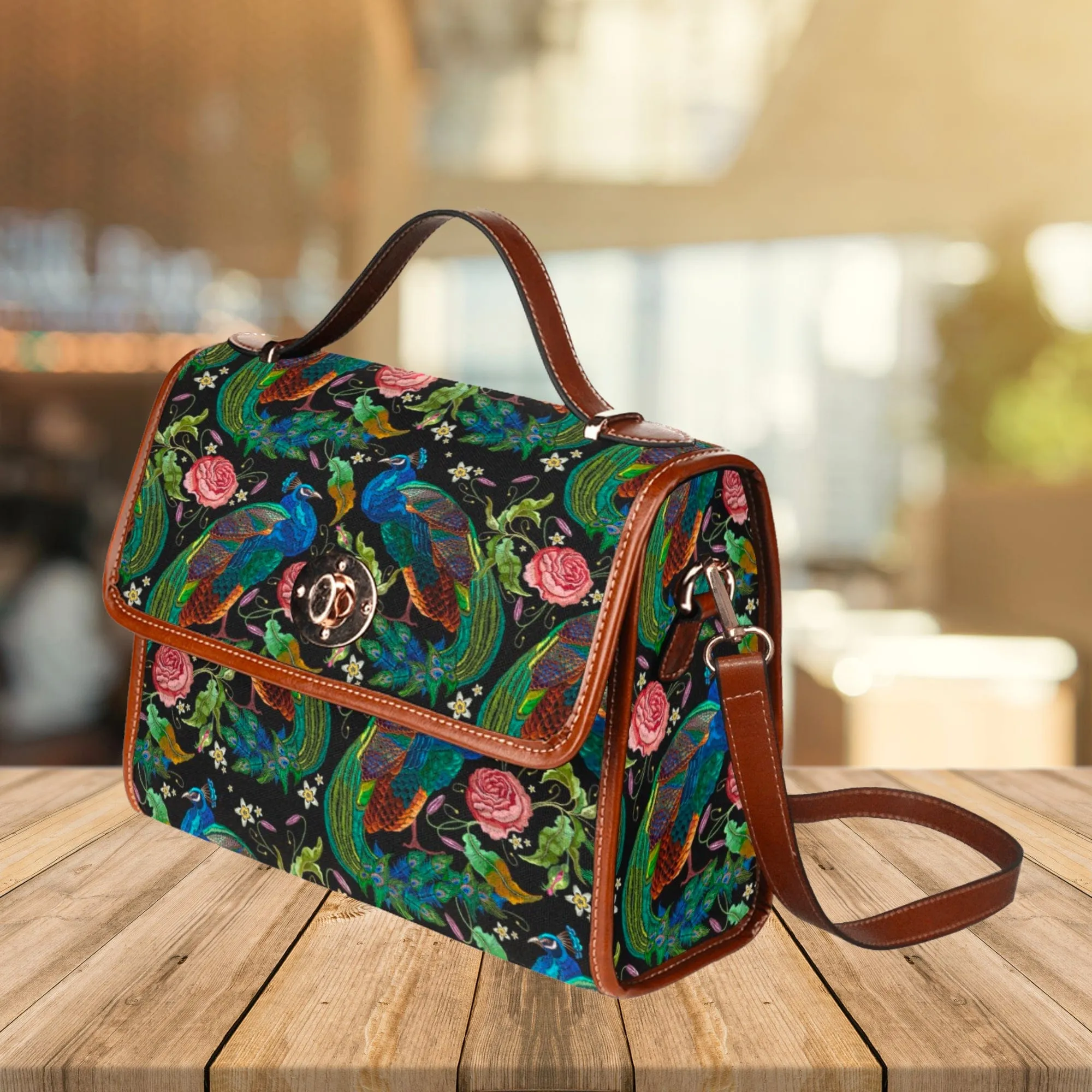 Peacocks Parade | Canvas Satchel Bag