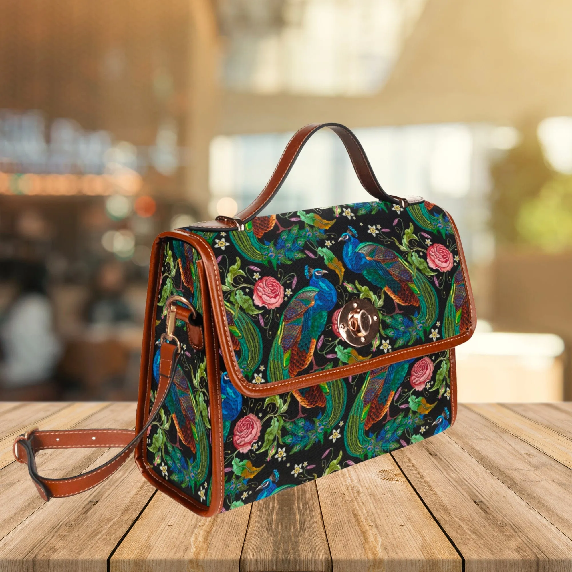 Peacocks Parade | Canvas Satchel Bag