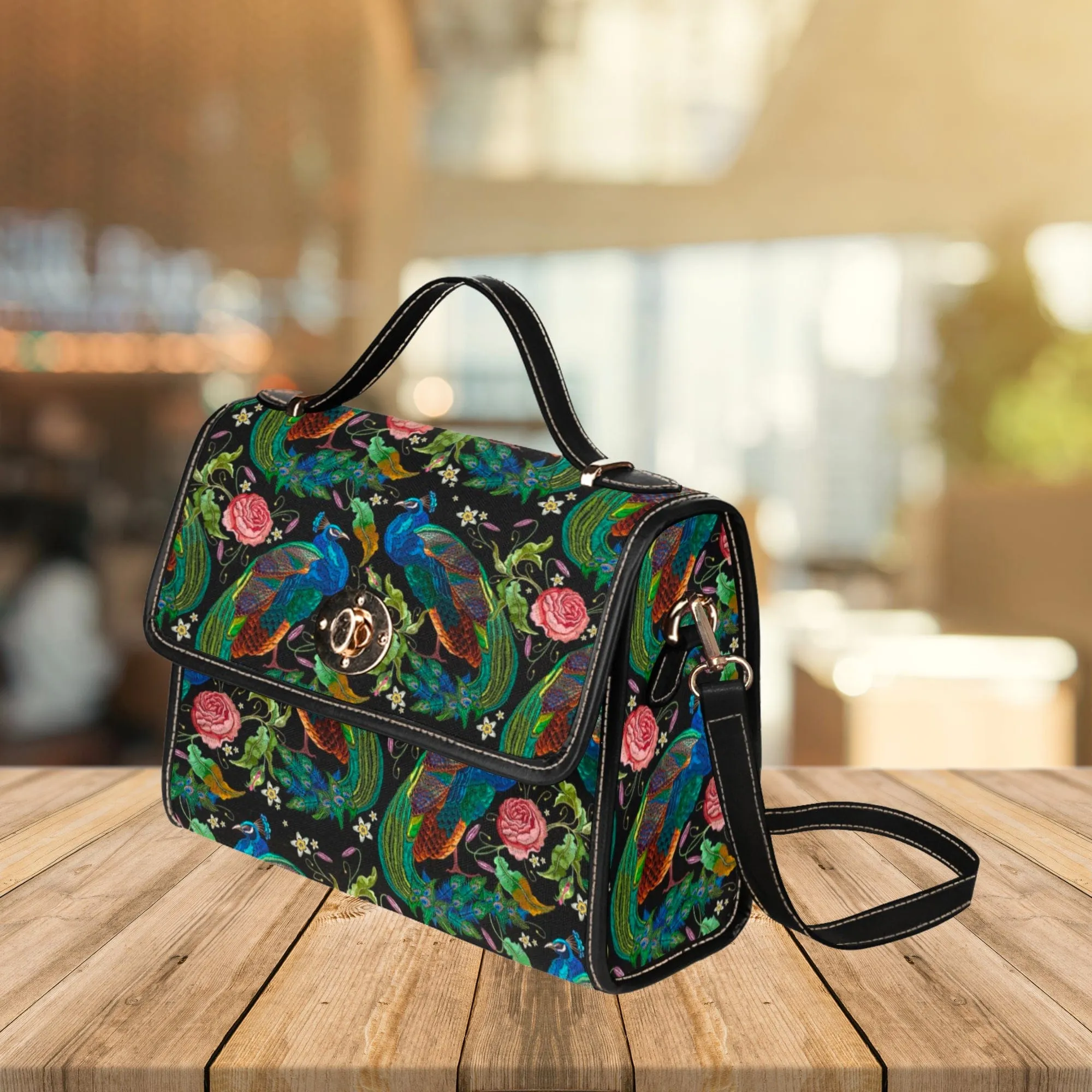 Peacocks Parade | Canvas Satchel Bag