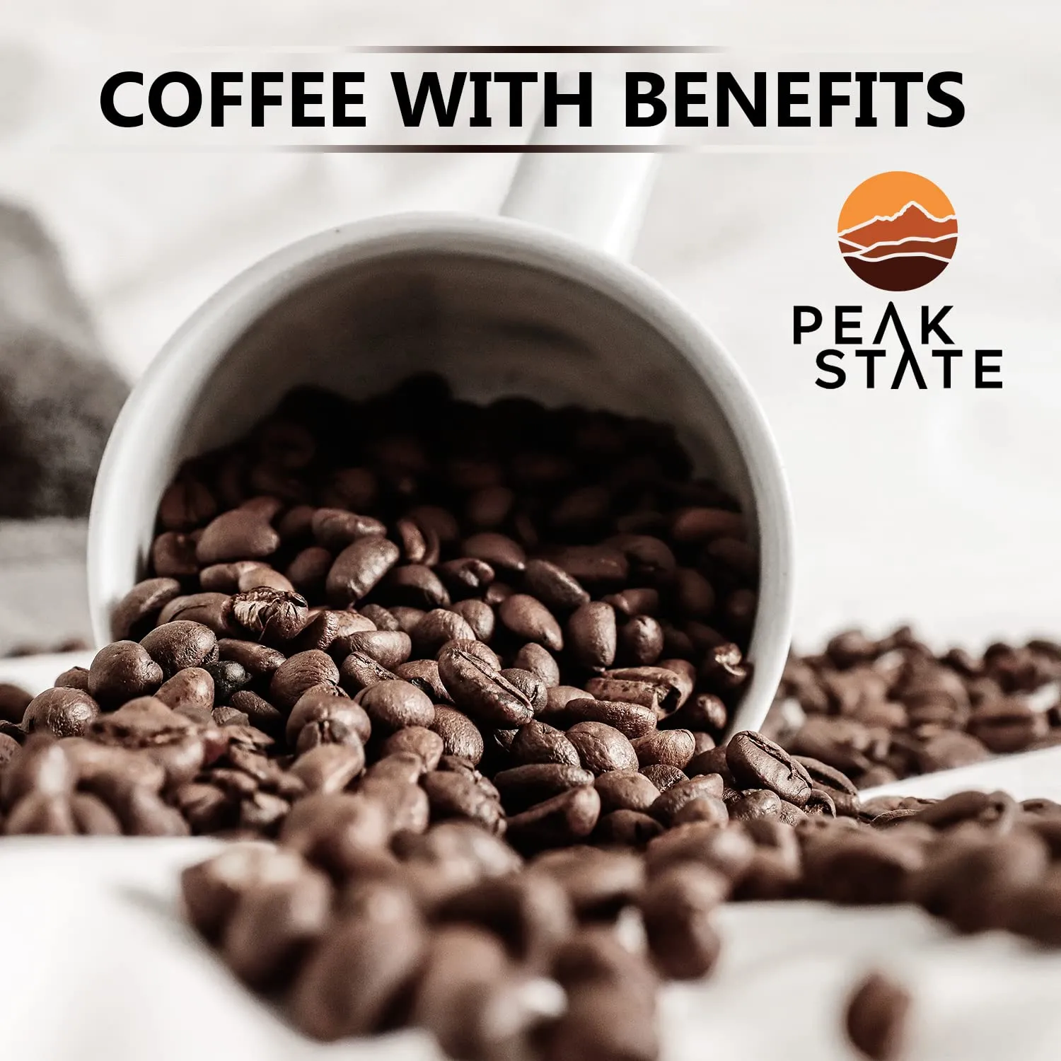 Peak State Immunity Boost Coffee with Benefits, Medium Roast – Mushroom Coffee, Low Acid & Smooth, Dark Chocolate & Sweet Grape, Organic Whole Bean Coffee, Gluten Free, 10 Single Serve Brew Bags