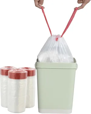 Pekky 2.6 Gallon Small Drawstring Trash Bags, Clear, Heavy Duty, 120 Counts