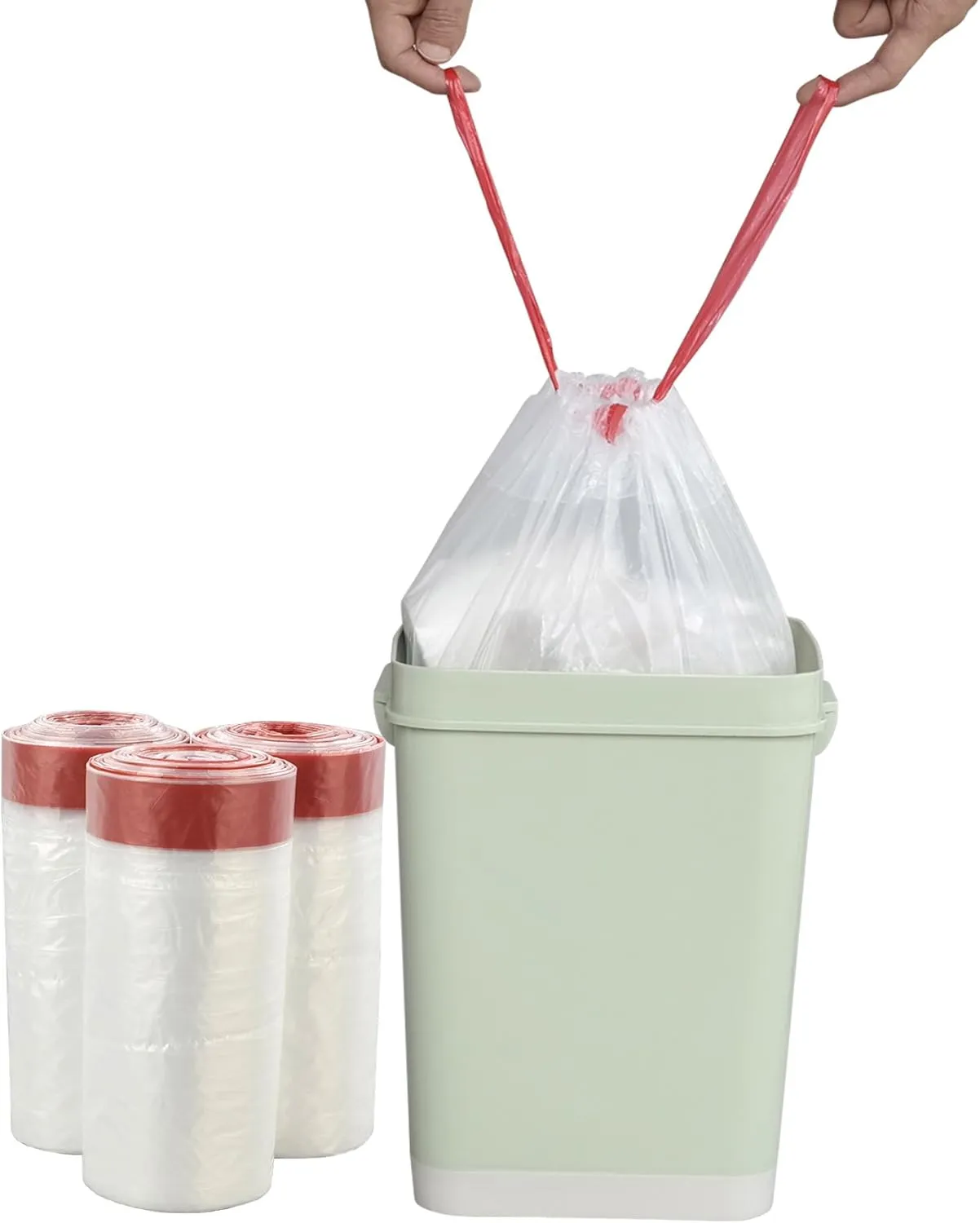 Pekky 2.6 Gallon Small Drawstring Trash Bags, Clear, Heavy Duty, 120 Counts
