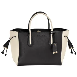 Penelope Bicolore Top Handle Bag - Black/Ecru