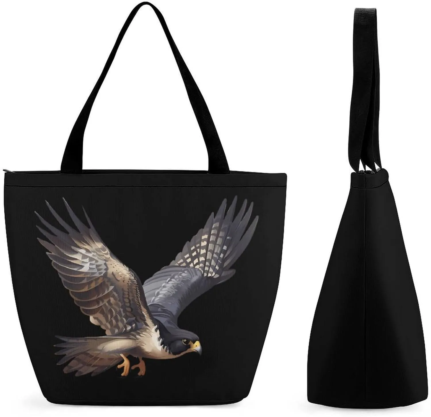 Peregrine Falcon Flying Womens Tote Bag Purse with Zippered Shoulder Handbags For Work