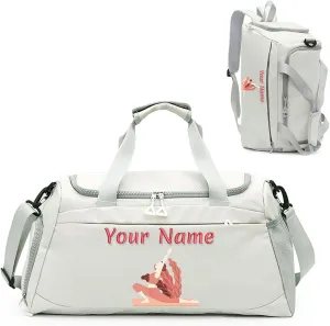 Personalized Duffle Travel Bag with Photo Name Text, Custom 3 in 1 Sport Gym Bag for Women Men, Customized Dry Wet Separated Weekend Overnight Bags