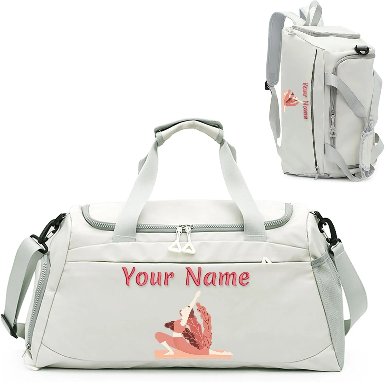 Personalized Duffle Travel Bag with Photo Name Text, Custom 3 in 1 Sport Gym Bag for Women Men, Customized Dry Wet Separated Weekend Overnight Bags