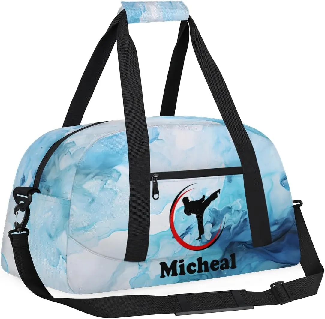 Personalized Martial Art Bag Duffel Bag for Girls, Custom Taekwondo Karate Bag Overnight Bags for Travel Weekender Practice Traning