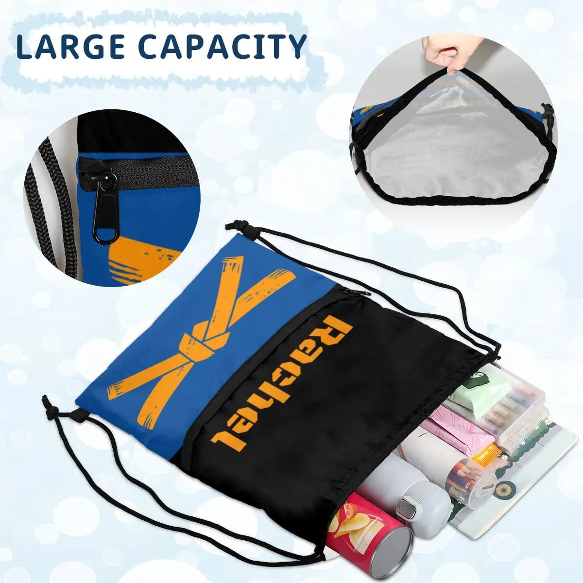 Personalized Martial Art Drawstring Bags Drawstring Backpack for Kids, Taekwondo Karate Drawstring Bags for Boys Girls Belt Orange