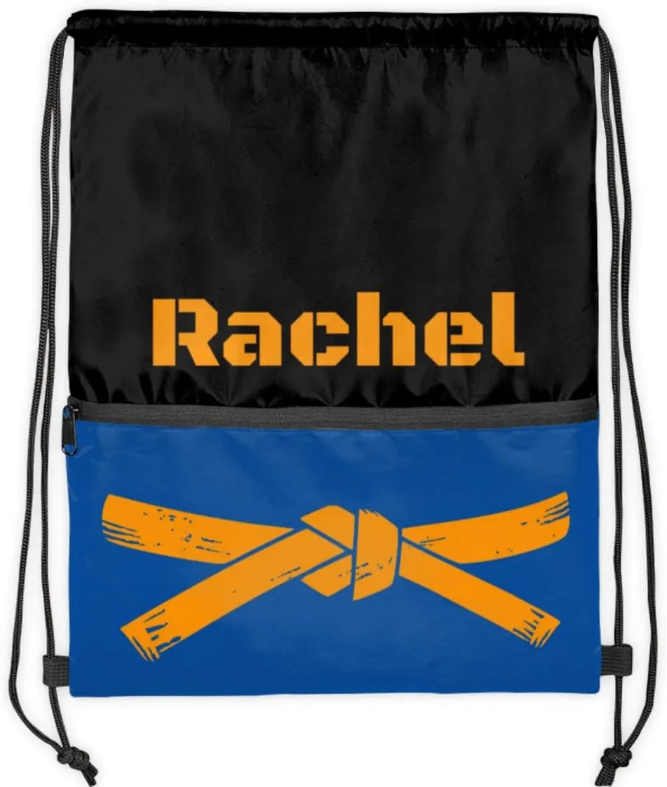 Personalized Martial Art Drawstring Bags Drawstring Backpack for Kids, Taekwondo Karate Drawstring Bags for Boys Girls Belt Orange