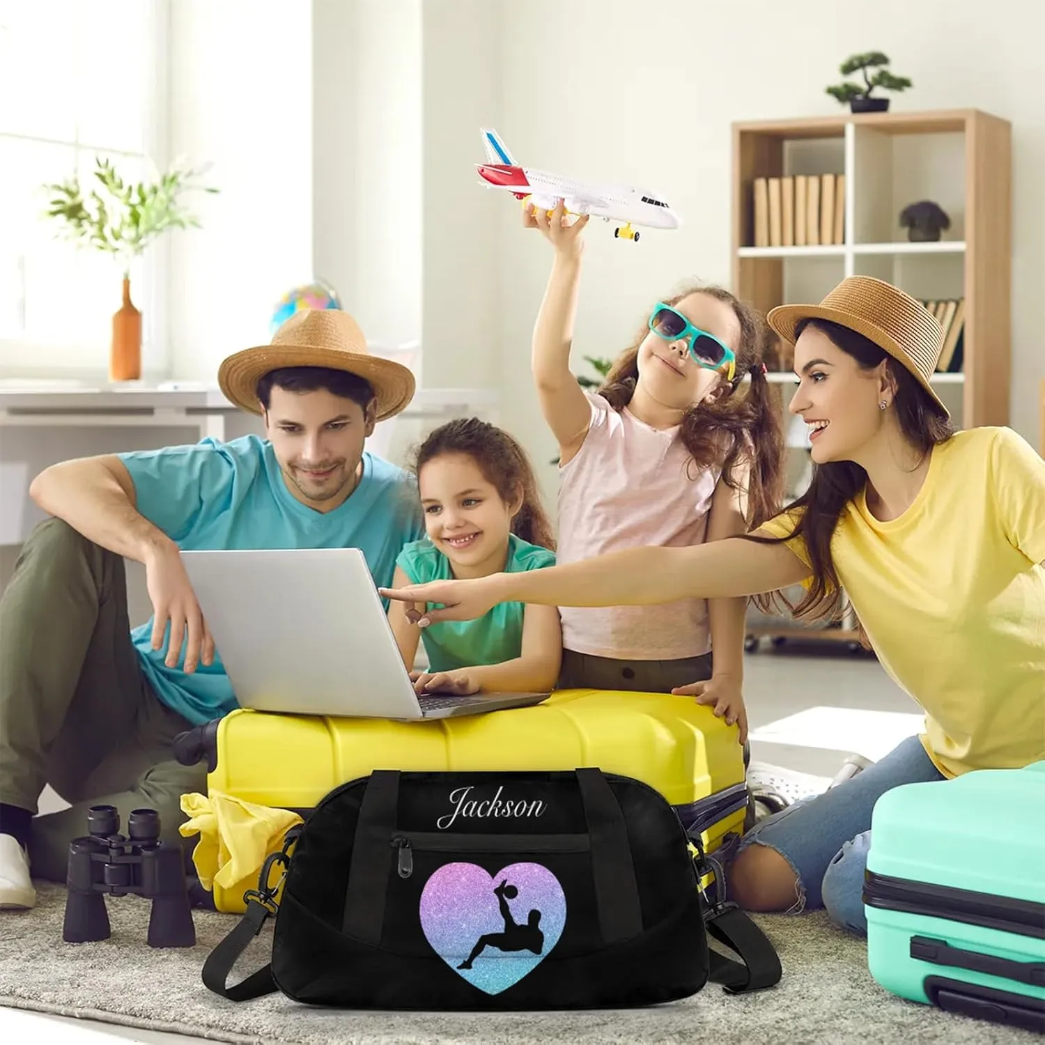 Personalized Sport Duffel Bag Custom Soccer Sports Bag with Name Travel Overnight Shoulder Bags Customized Gifts for Women Men, Gradient Blue