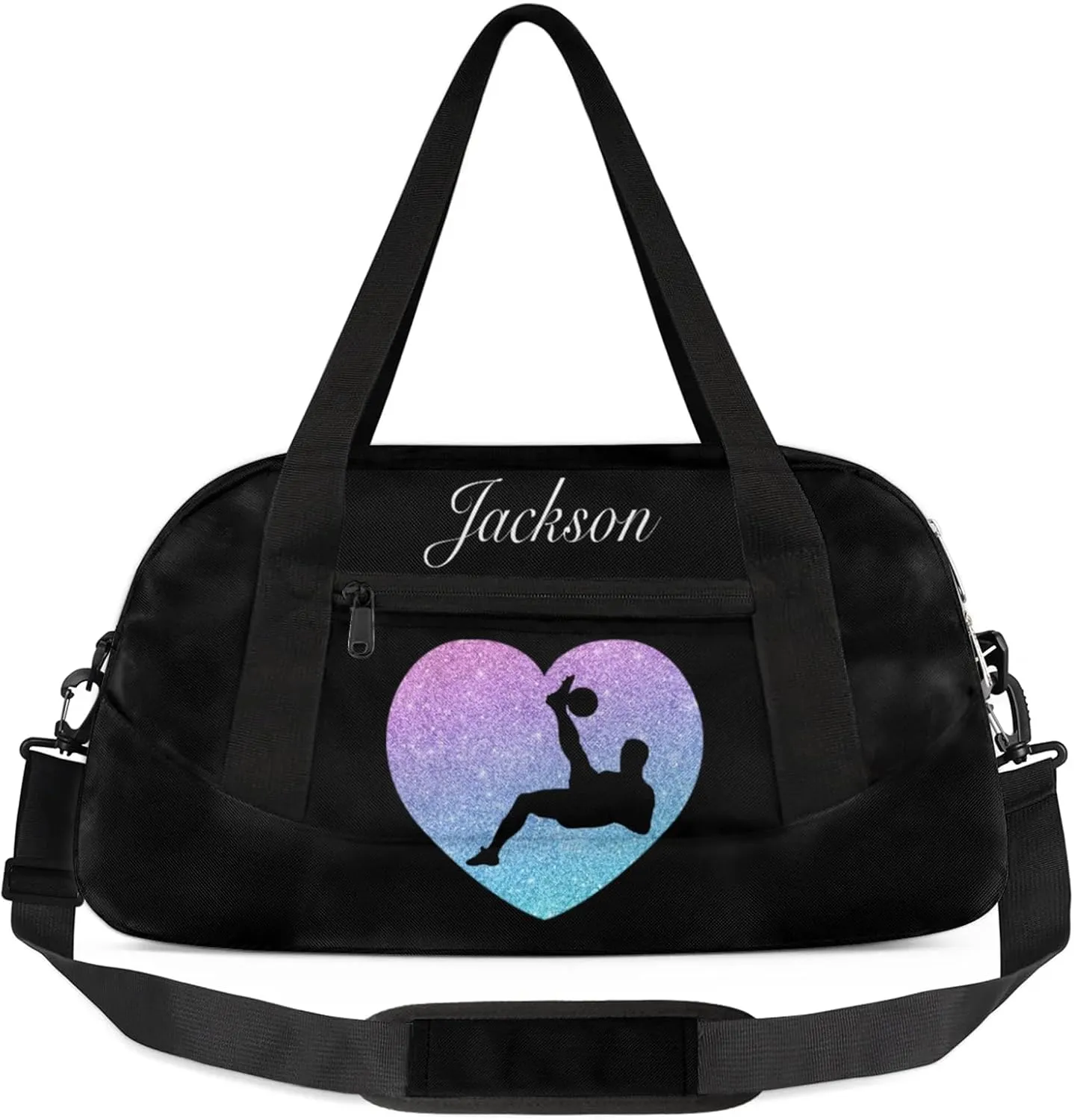 Personalized Sport Duffel Bag Custom Soccer Sports Bag with Name Travel Overnight Shoulder Bags Customized Gifts for Women Men, Gradient Blue