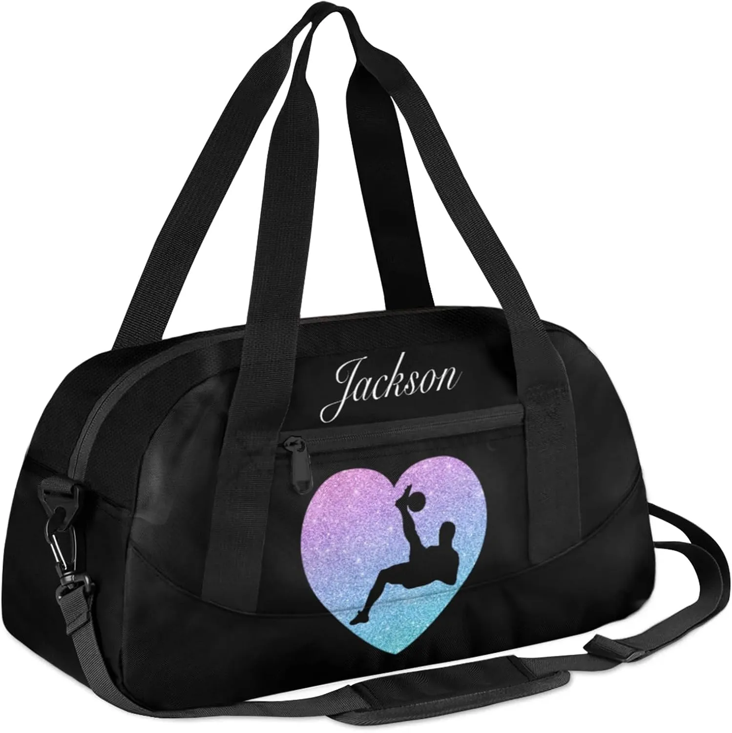 Personalized Sport Duffel Bag Custom Soccer Sports Bag with Name Travel Overnight Shoulder Bags Customized Gifts for Women Men, Gradient Blue