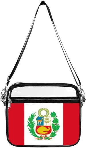 Peruvian Flag Large Crossbody Bag Clear Stadium Bag Anti-Theft Side Shoulder Bags Messenger Bag with 2 Compartments