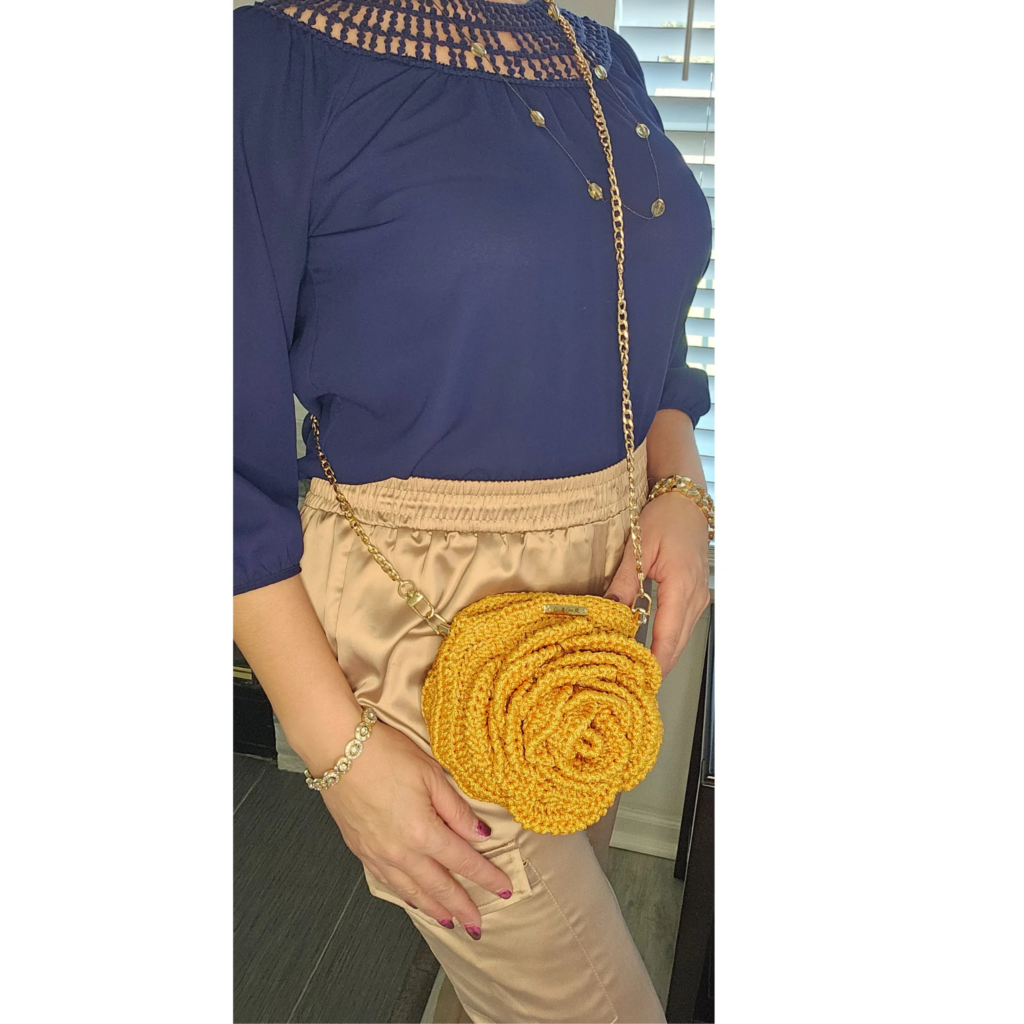 Petite Bloom Macramé Tote – Classic Bloom (No Handle)