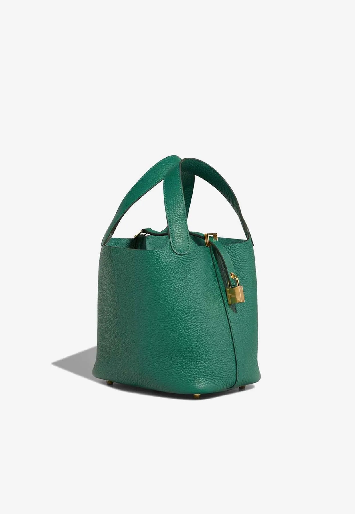 Picotin 18 in Vert Vertigo Clemence Leather with Gold Hardware