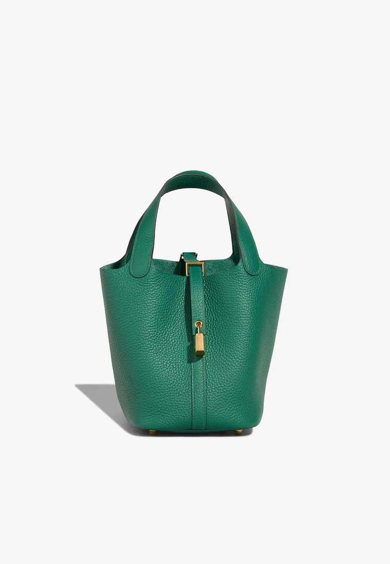 Picotin 18 in Vert Vertigo Clemence Leather with Gold Hardware