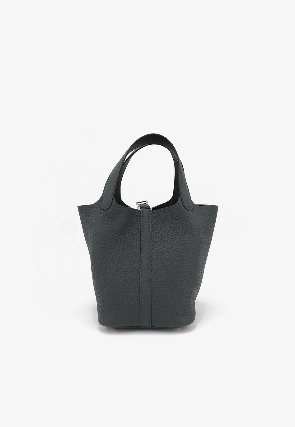 Picotin Lock 18 in Gris Misty Clemence Leather with Brushed Gold Hardware