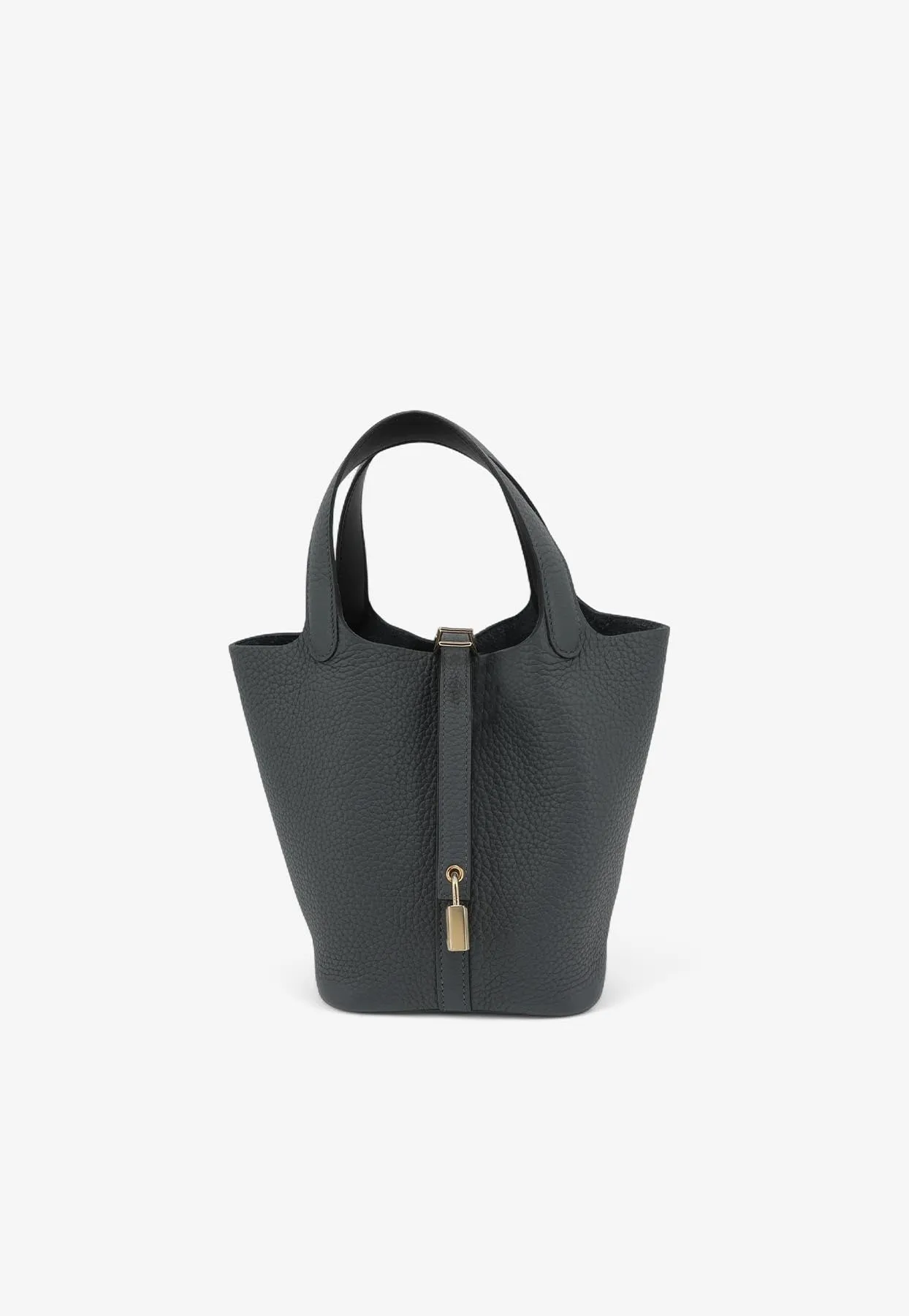 Picotin Lock 18 in Gris Misty Clemence Leather with Brushed Gold Hardware