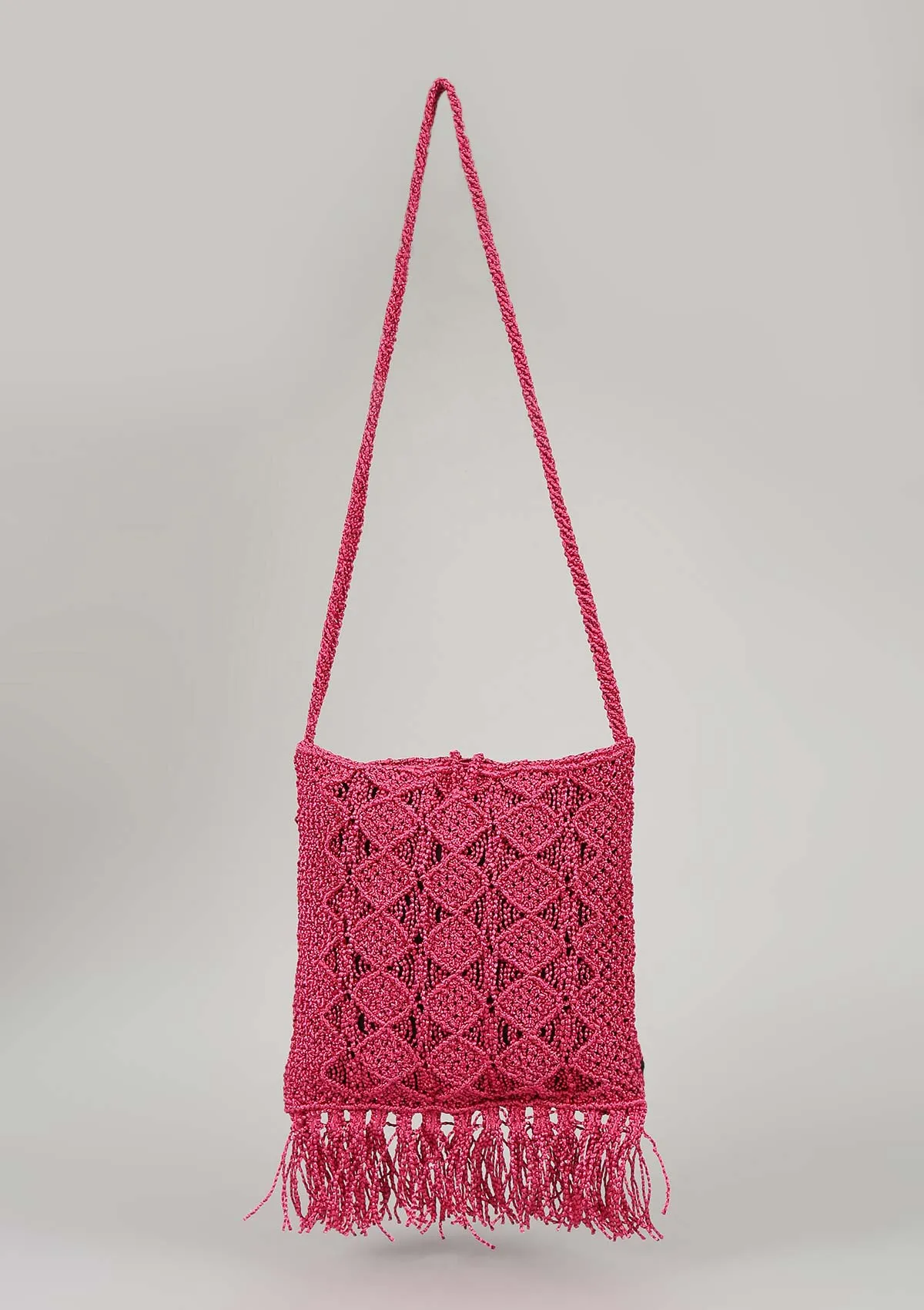 Pink Malai Dori Crochet Bag