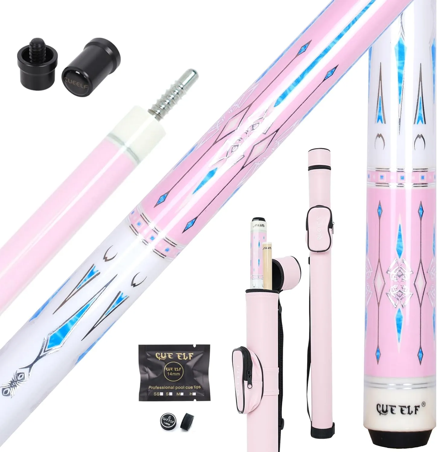 Pink Pool Cue Stick 58inches Canadian Maple Billiard Cue Sticks Professional Pool Stick Gifts for Women and Ladies