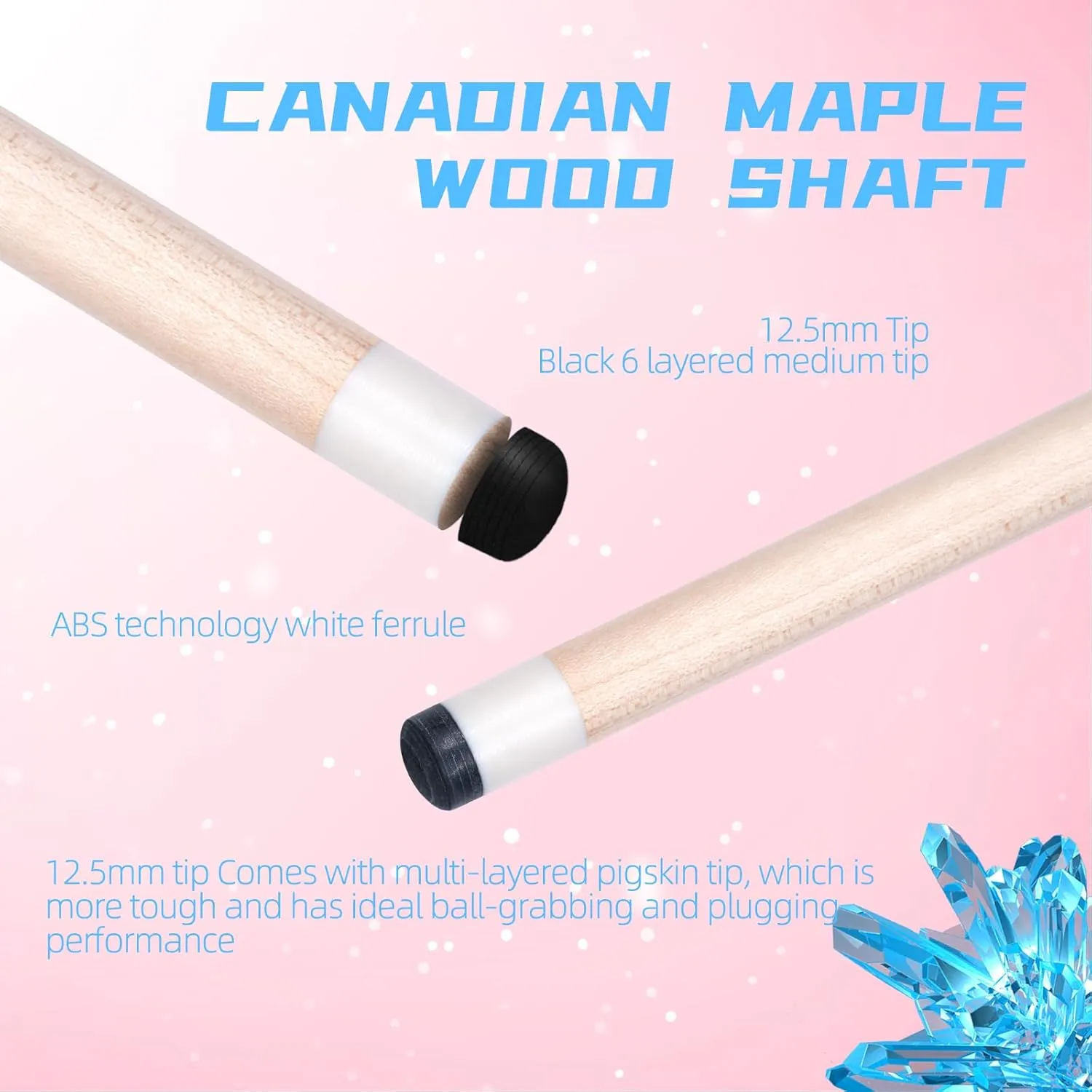 Pink Pool Cue Stick 58inches Canadian Maple Billiard Cue Sticks Professional Pool Stick Gifts for Women and Ladies