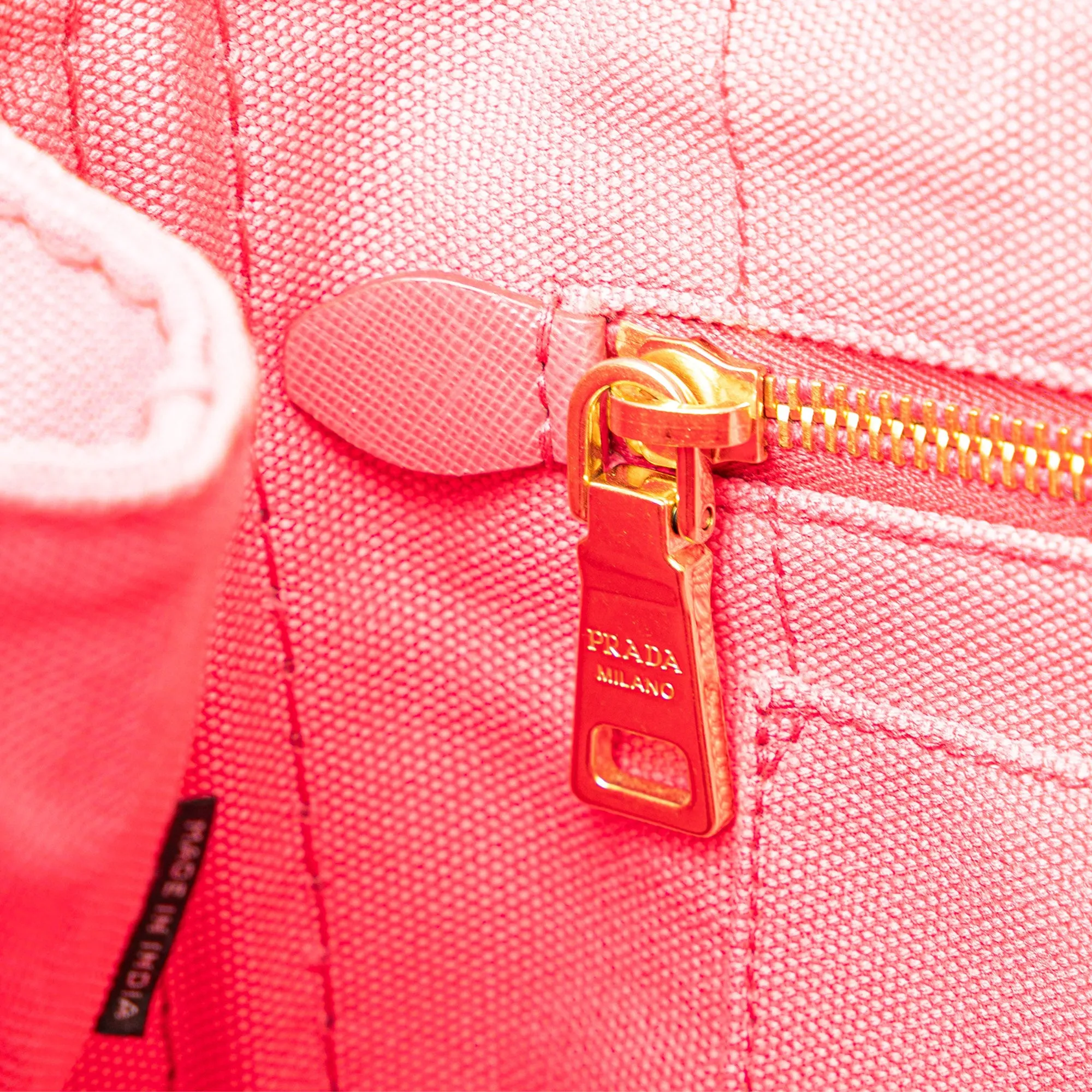 Pink Prada Small Canvas Canapa Logo Satchel