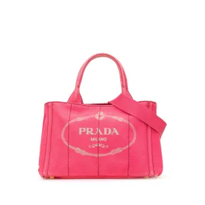 Pink Prada Small Canvas Canapa Logo Satchel