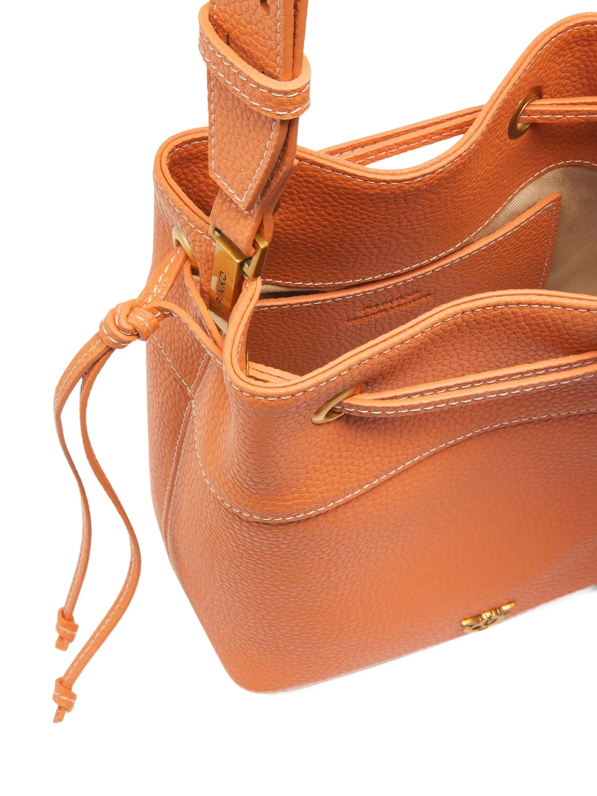 Pinko Mandarin Orange Drawstring Bucket Bag