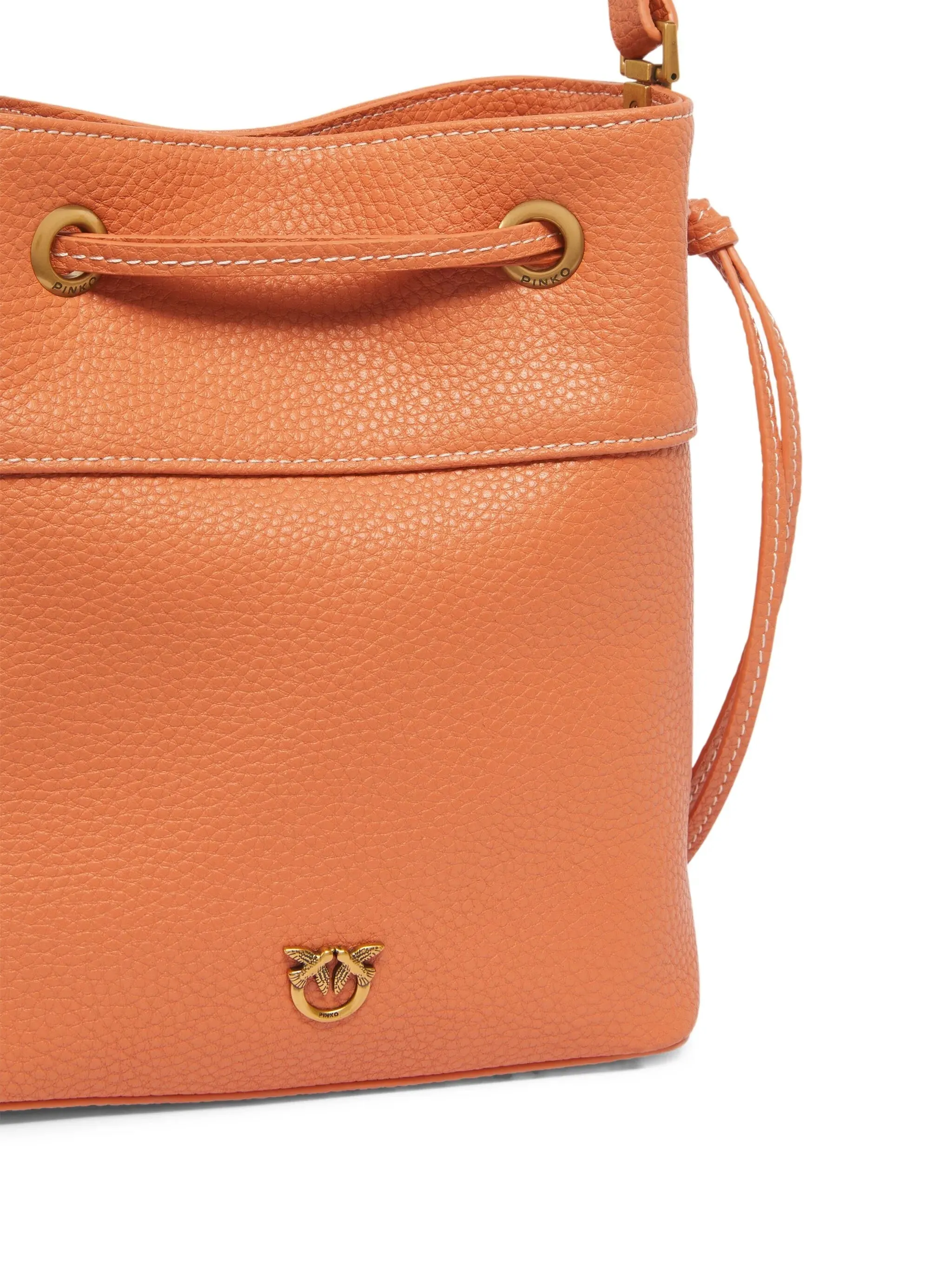 Pinko Mandarin Orange Drawstring Bucket Bag