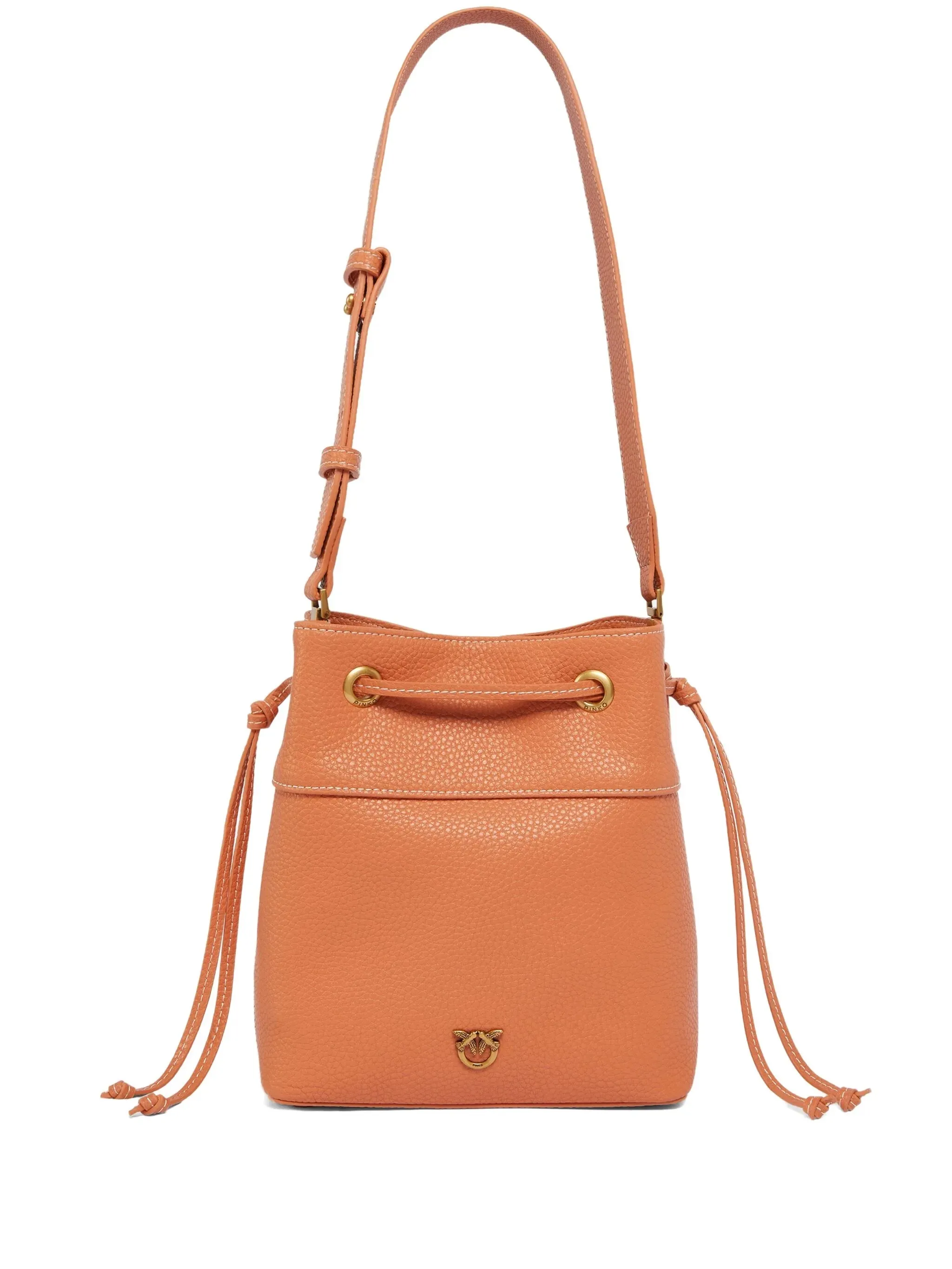 Pinko Mandarin Orange Drawstring Bucket Bag