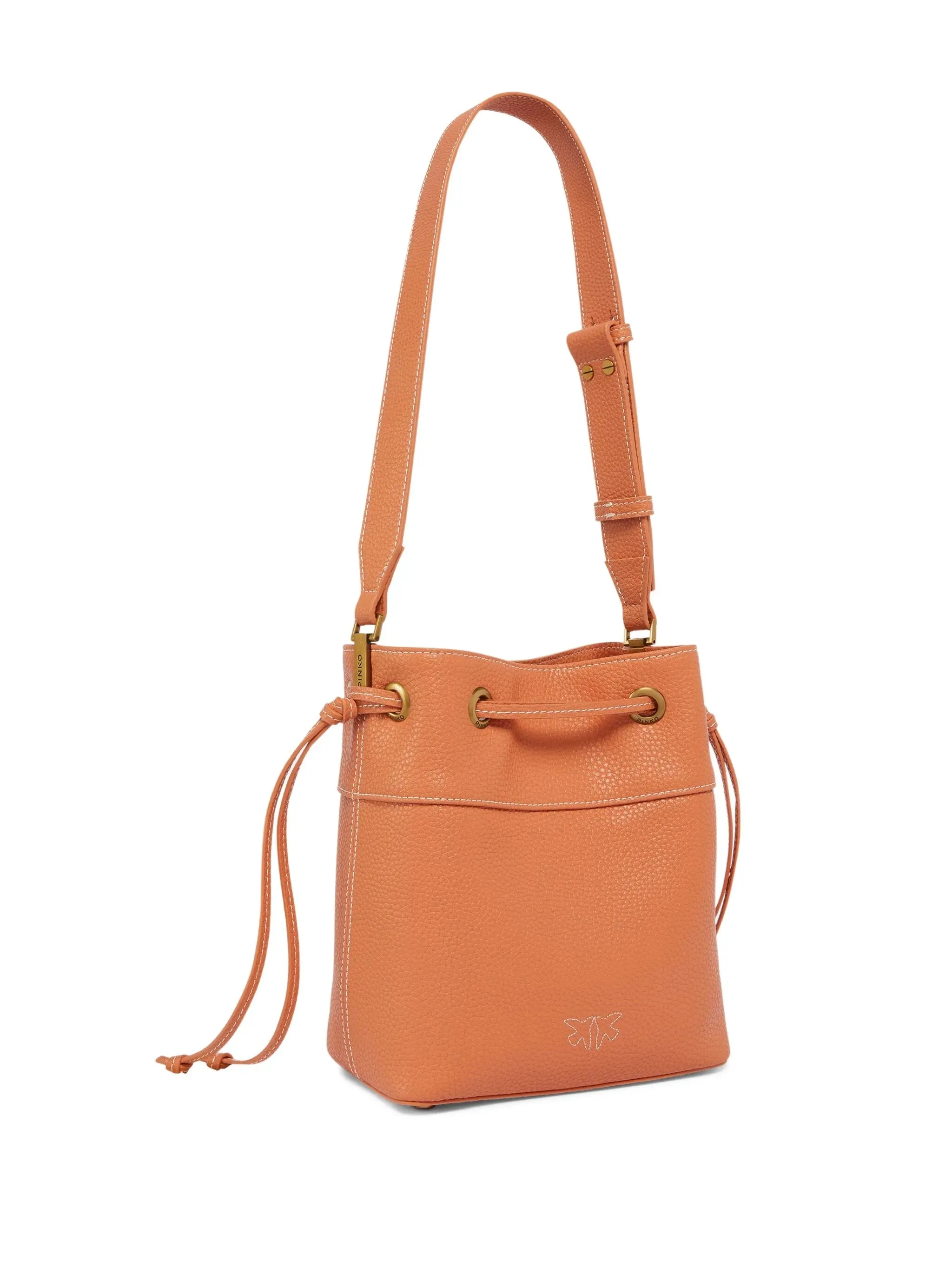 Pinko Mandarin Orange Drawstring Bucket Bag