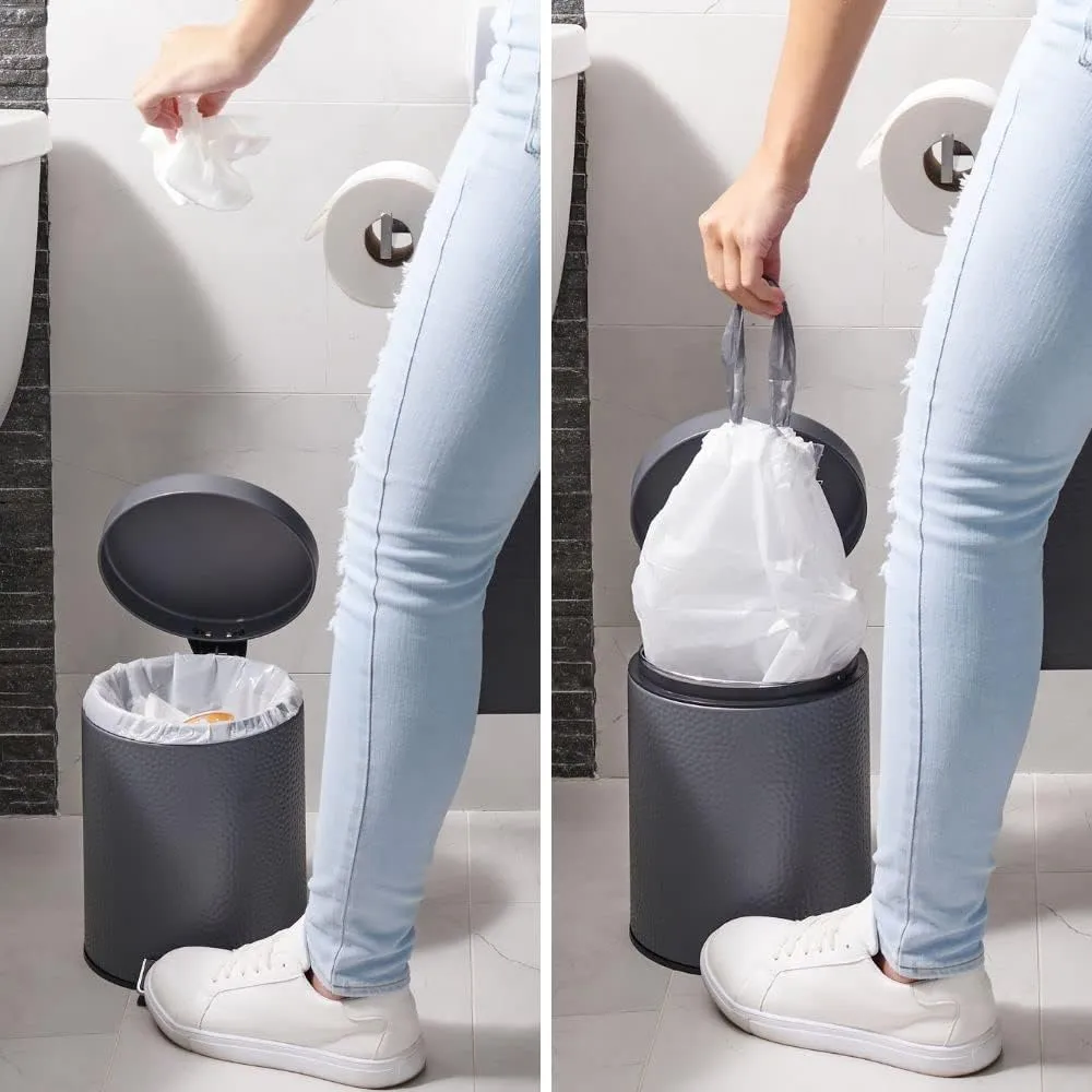 Plasticplace Custom Fit Trash Bags, Compatible with simplehuman Code F (200 Count) White Drawstring Garbage Liners 6.5 Gallon, 21.75" x 20"