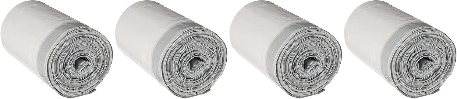Plasticplace Custom Fit Trash Bags, Compatible with simplehuman Code F (200 Count) White Drawstring Garbage Liners 6.5 Gallon, 21.75" x 20"