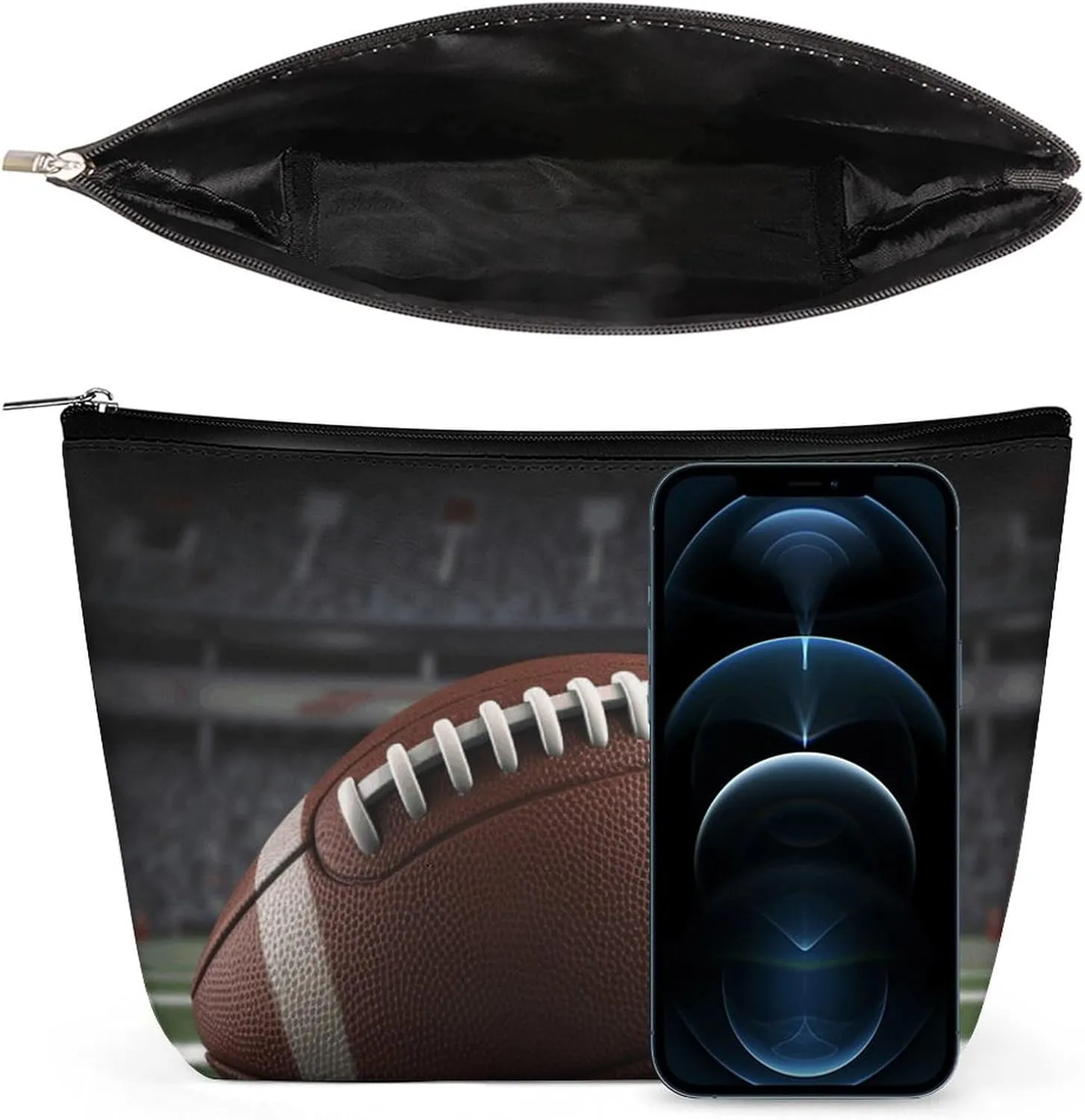 Portable Small Cosmetic Bag Cute Travel Makeup Bag American Football Waterproof Toiletry Bag for Women