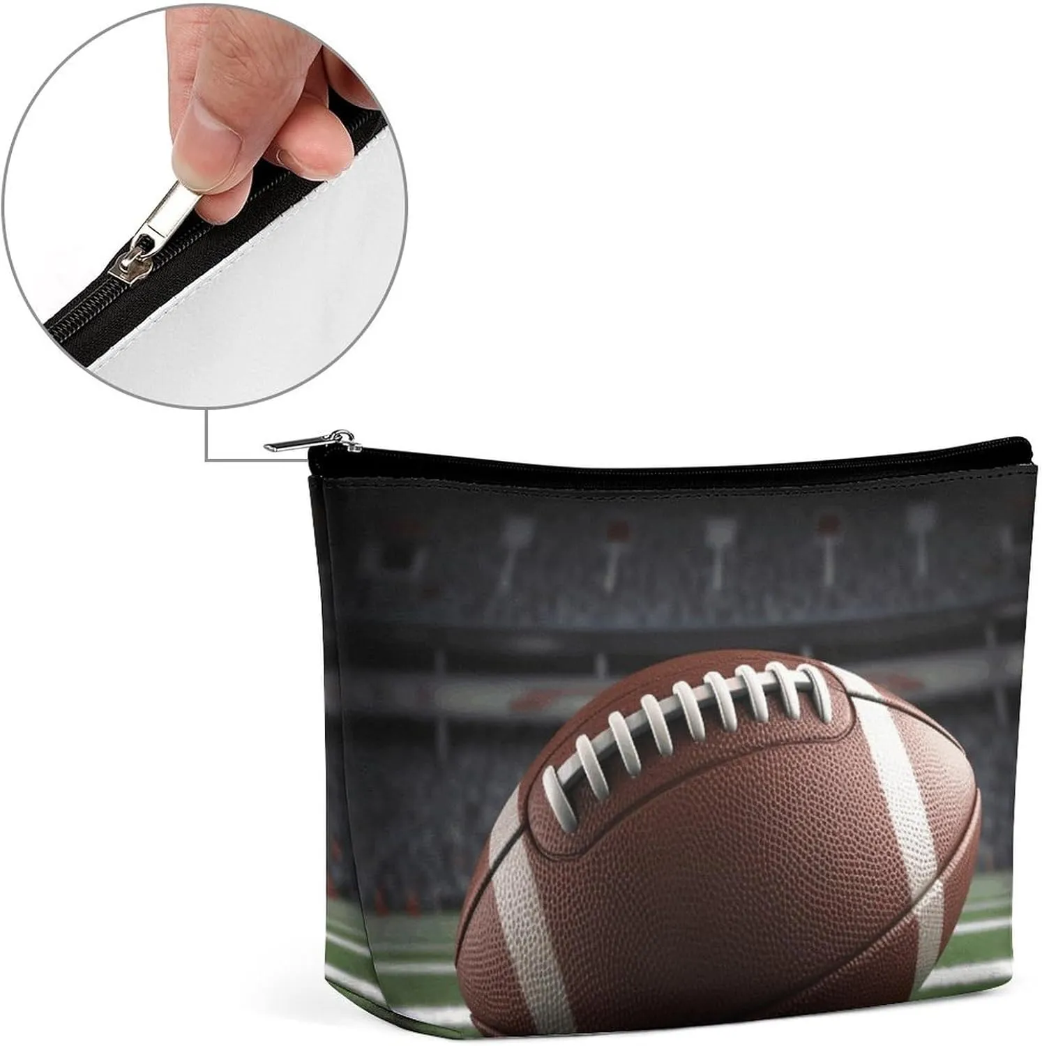 Portable Small Cosmetic Bag Cute Travel Makeup Bag American Football Waterproof Toiletry Bag for Women