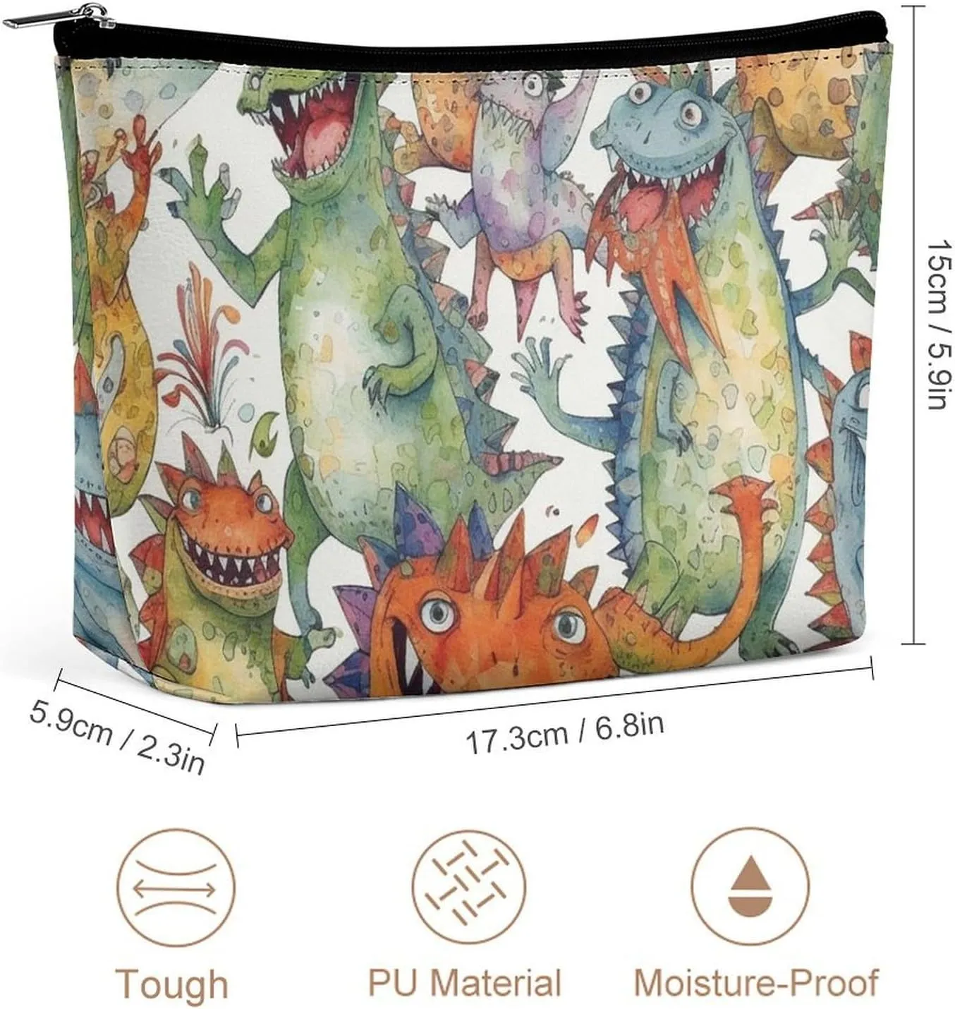Portable Small Cosmetic Bag Cute Travel Makeup Bag Chaotic Colorful Monsters Waterproof Toiletry Bag for Women