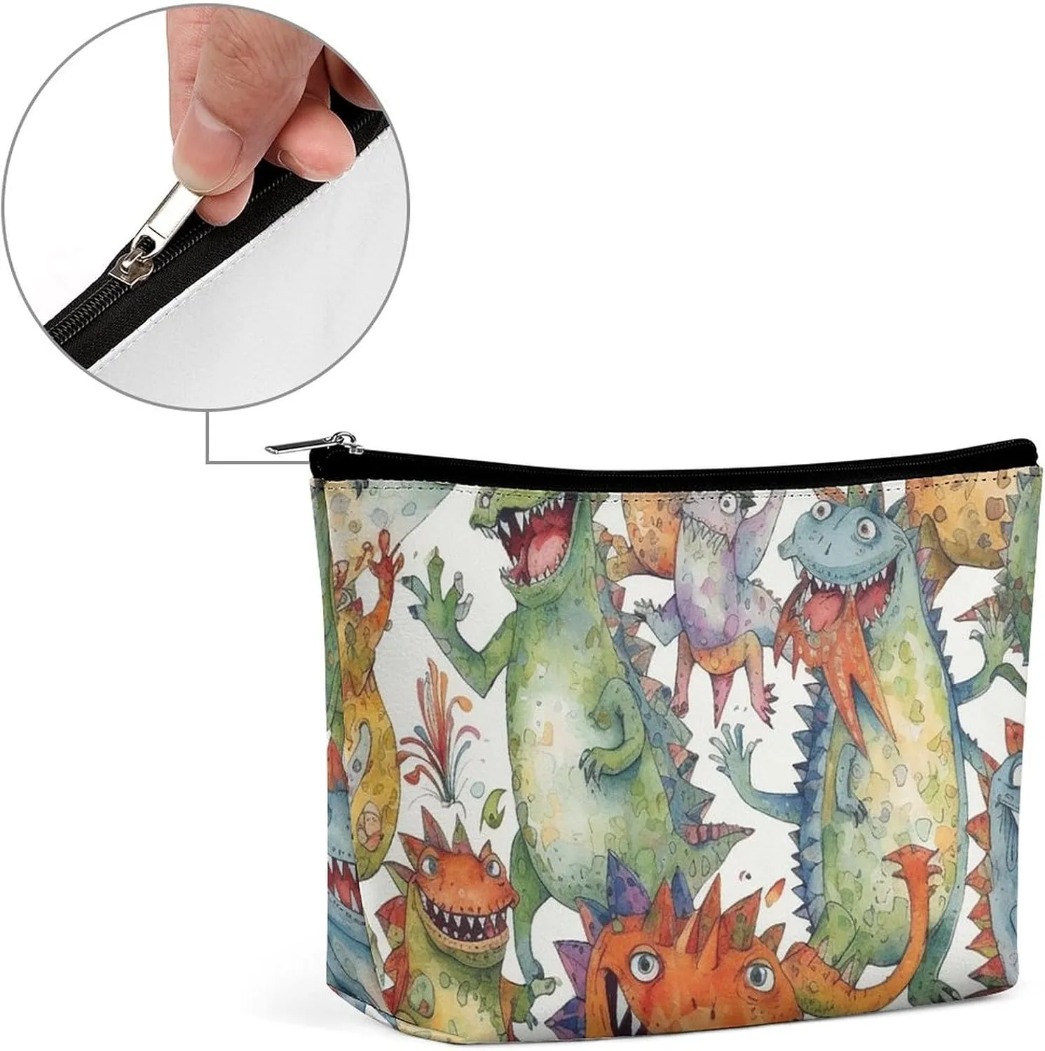 Portable Small Cosmetic Bag Cute Travel Makeup Bag Chaotic Colorful Monsters Waterproof Toiletry Bag for Women