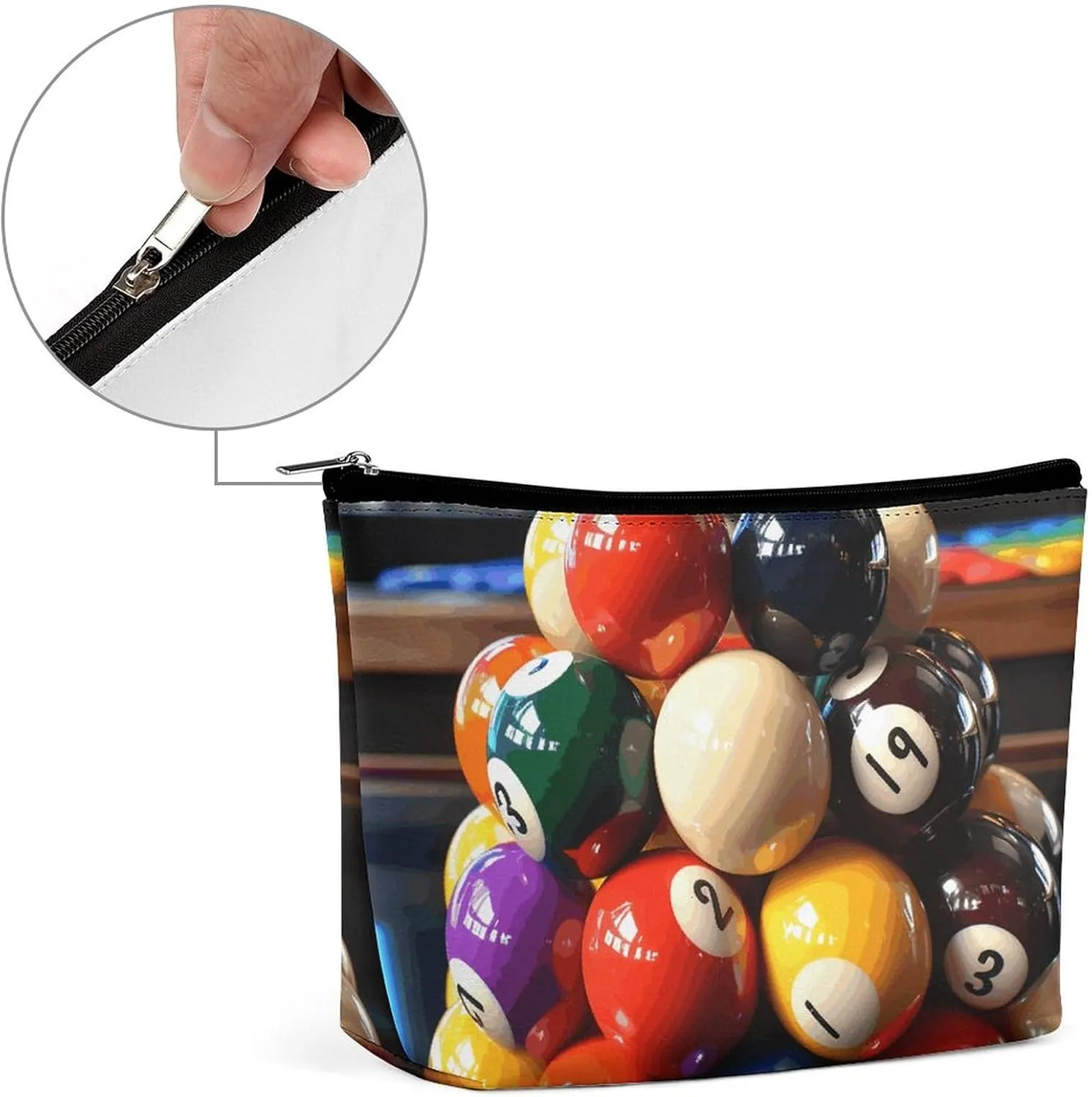Portable Small Cosmetic Bag Cute Travel Makeup Bag Color Billiards Waterproof Toiletry Bag for Women