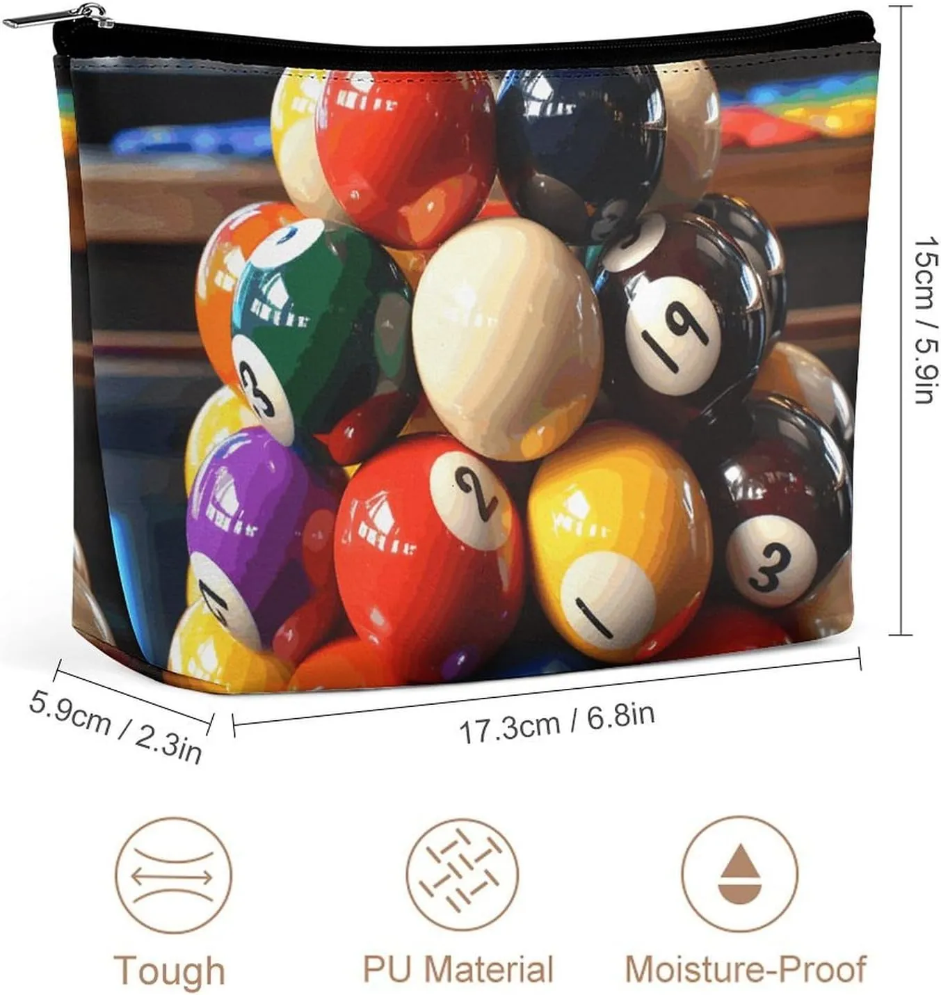 Portable Small Cosmetic Bag Cute Travel Makeup Bag Color Billiards Waterproof Toiletry Bag for Women
