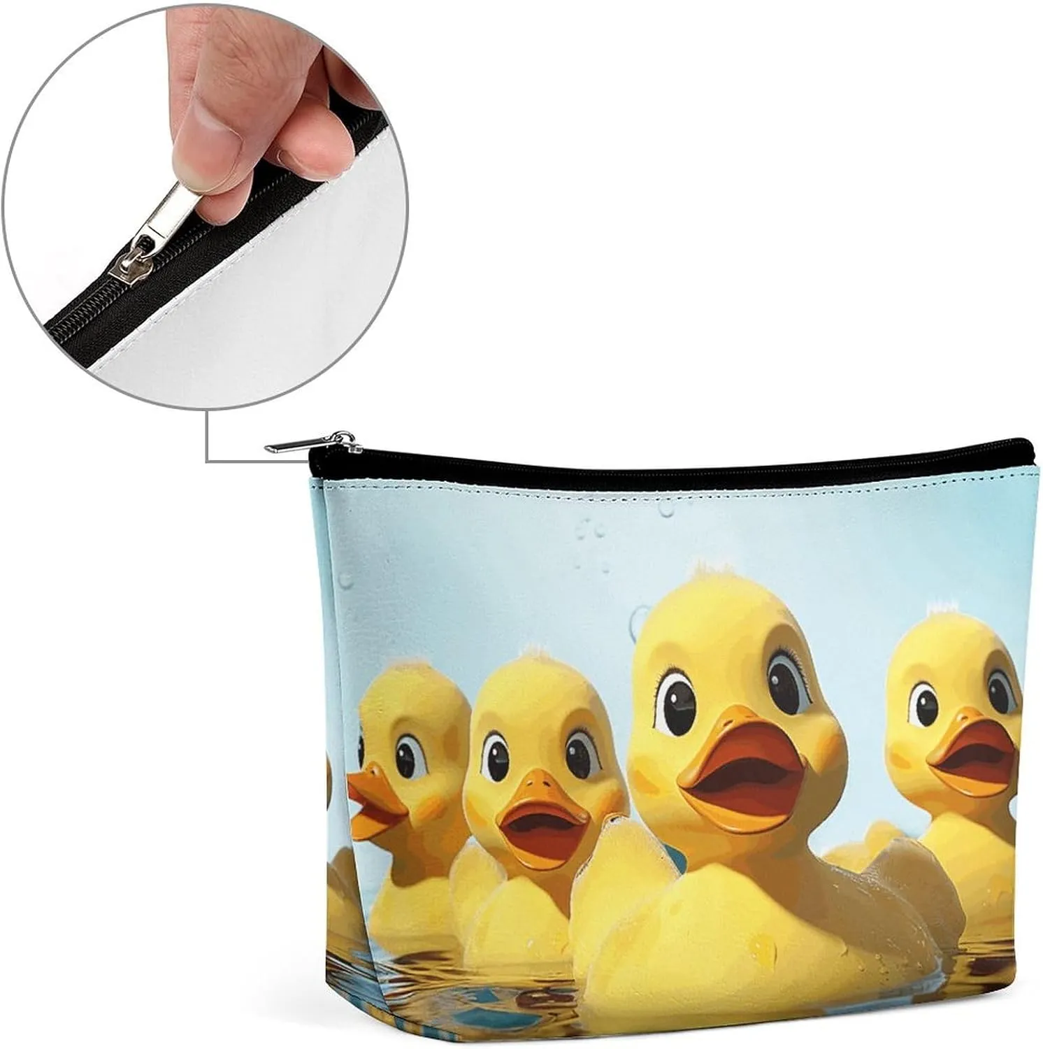 Portable Small Cosmetic Bag Cute Travel Makeup Bag Cute Yellow Rubber Ducky Waterproof Toiletry Bag for Women