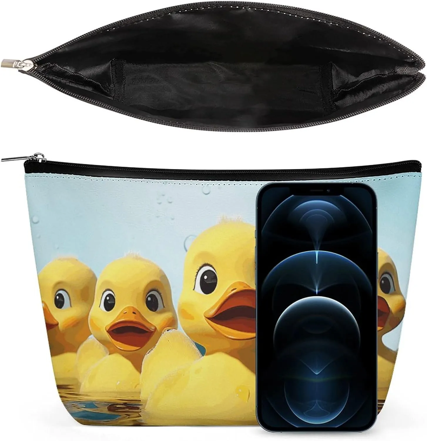 Portable Small Cosmetic Bag Cute Travel Makeup Bag Cute Yellow Rubber Ducky Waterproof Toiletry Bag for Women