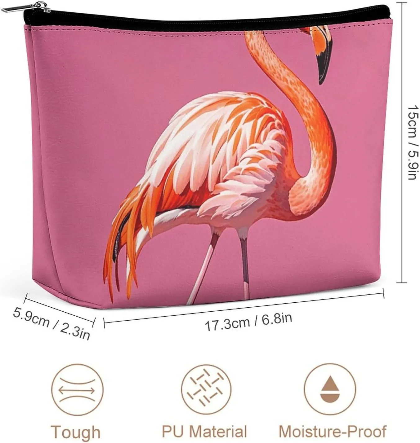 Portable Small Cosmetic Bag Cute Travel Makeup Bag Flamingos Waterproof Toiletry Bag for Women