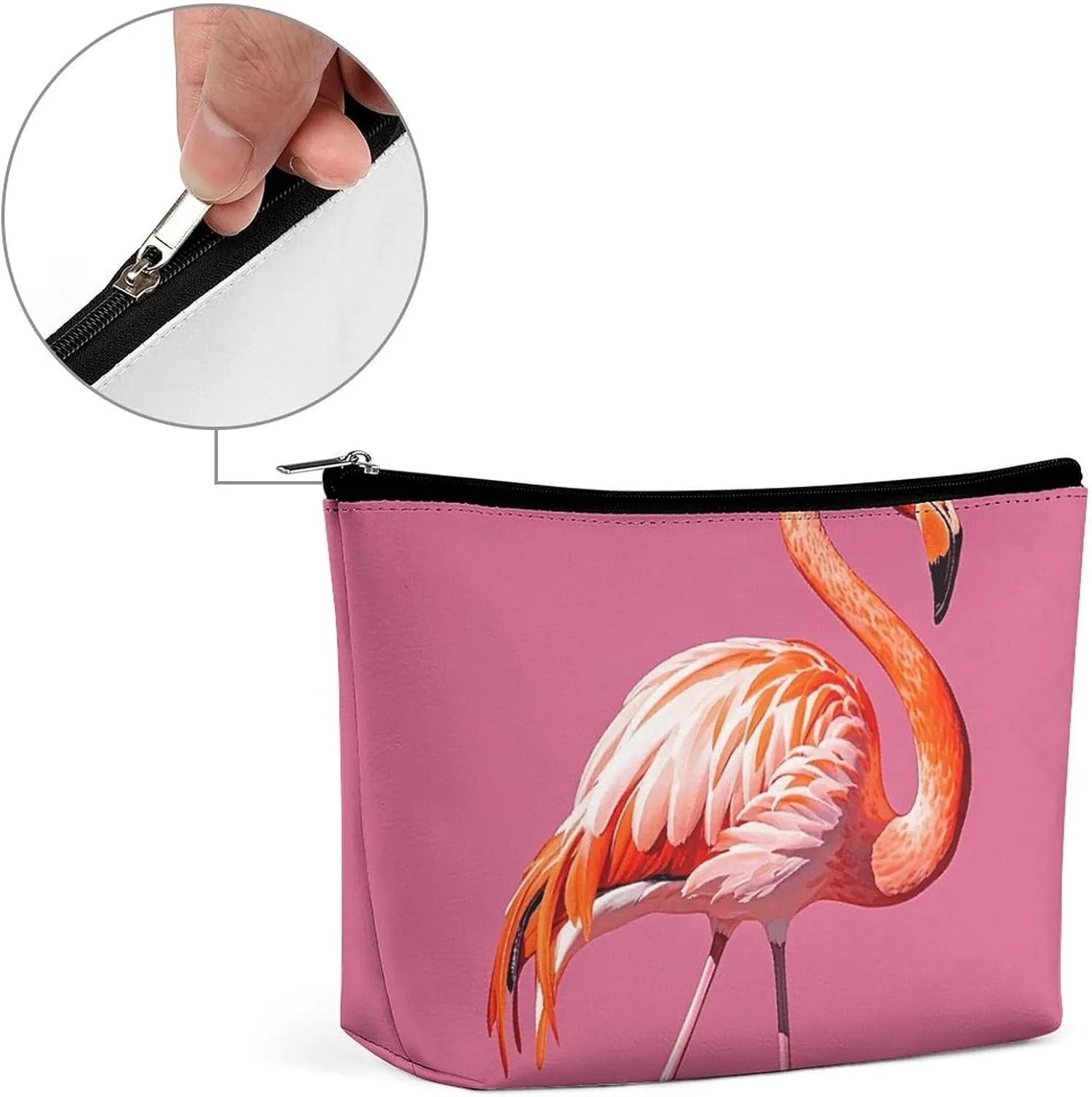 Portable Small Cosmetic Bag Cute Travel Makeup Bag Flamingos Waterproof Toiletry Bag for Women
