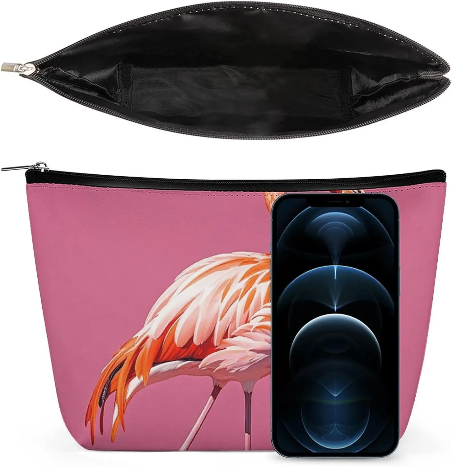 Portable Small Cosmetic Bag Cute Travel Makeup Bag Flamingos Waterproof Toiletry Bag for Women