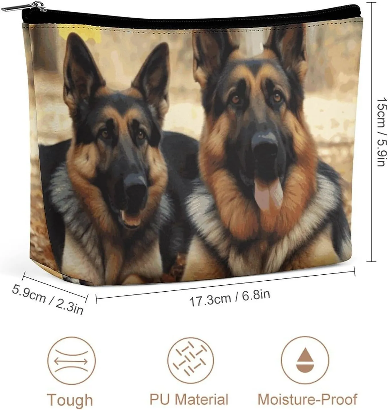 Portable Small Cosmetic Bag Cute Travel Makeup Bag German Shepherd Dog Waterproof Toiletry Bag for Women