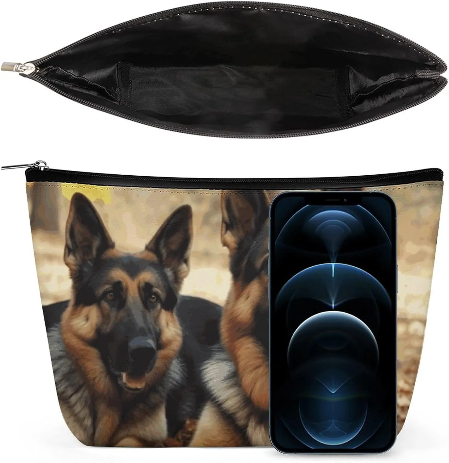 Portable Small Cosmetic Bag Cute Travel Makeup Bag German Shepherd Dog Waterproof Toiletry Bag for Women