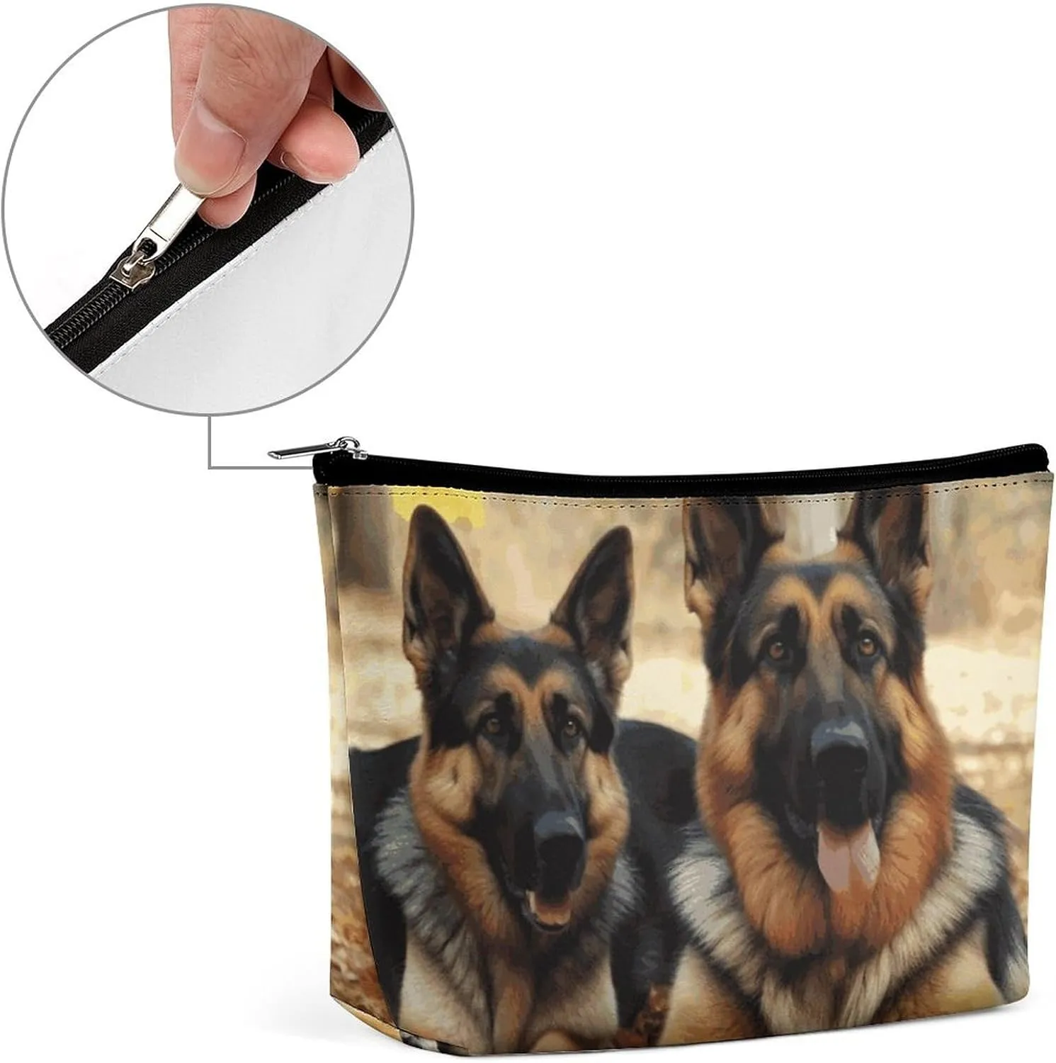 Portable Small Cosmetic Bag Cute Travel Makeup Bag German Shepherd Dog Waterproof Toiletry Bag for Women