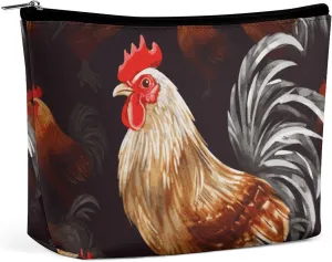 Portable Small Cosmetic Bag Cute Travel Makeup Bag Shine Rooster Waterproof Toiletry Bag for Women